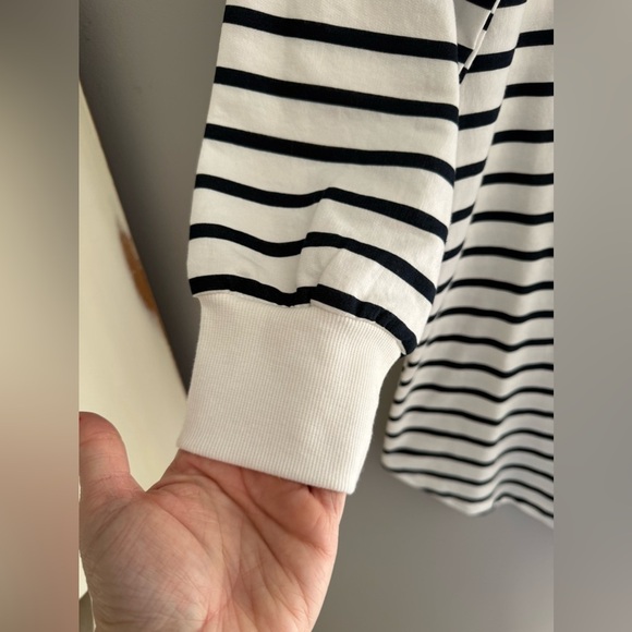 Fred David Womens Black White Striped Long Sleeve Knee Length Sweater Dress PS - Picture 3 of 8